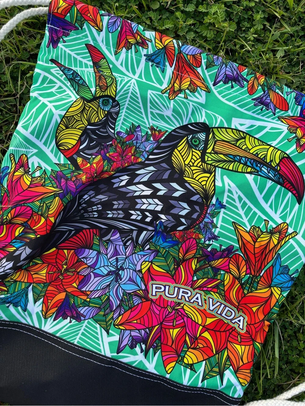 Multicolored Costa Rica Pura Vida Draw String Bag